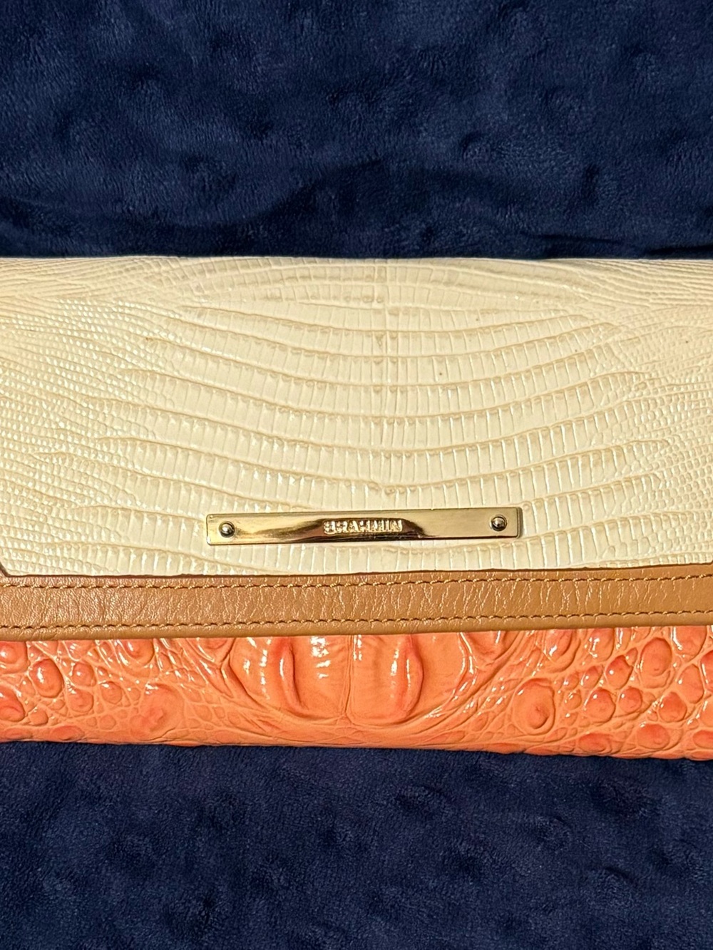 Brahmin Tricolor Wallet in Cream, Tan & Coral
